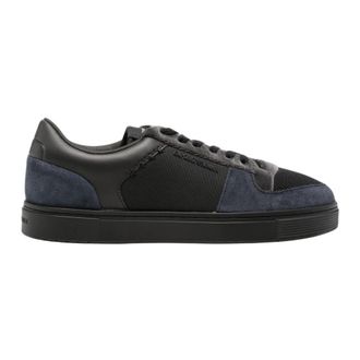 Emporio Armani Leren Stoffen Sneakers - Heren - Sneakers - Blauw - 43 EU - Leer - Schoenen
