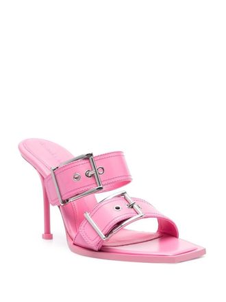 Alexander McQueen Double Buckle Leather Heels - Pink