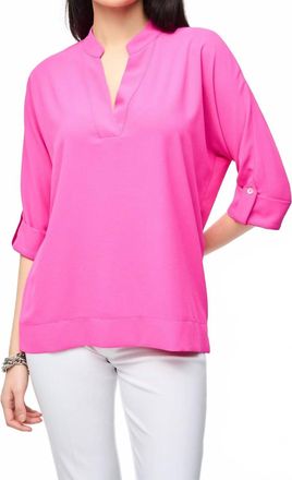 Joseph Ribkoff Womens Short Sleeves V-Neck Top In Ultra Pink