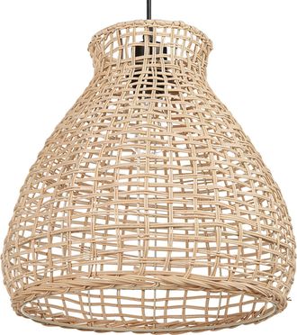 Beliani L&aacute;mpara De Techo De Rat&aacute;n Beige Natural 127 Cm Colgante Hecho A Mano Boho Sakeni