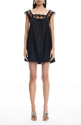 Lioness Lace Cap Sleeve Minidress in Obsidian at Nordstrom Rack, Size X-Small