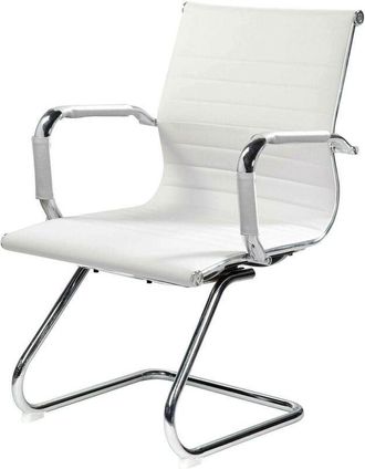 Dmora Dmora - Silla De Oficina Dfusett, Silla De Oficina Para Sala De Espera Con Reposabrazos, Silla Ergon&oacute;mica Para Sala De Espera, 62x54h89 Cm, Blanco