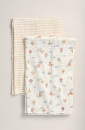 Nordstrom 2-Pack Assorted Muslin Swaddles in Hot Air Balloon Stripe Pack at Nordstrom