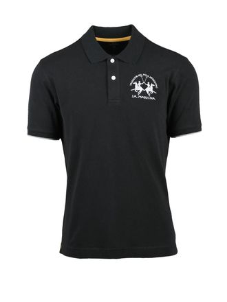 La Martina Black Tailored Cotton Polo Shirt