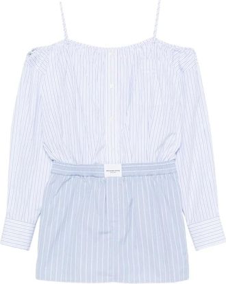 Alexander Wang Striped Off-Shoulder Mini Dress - female - Alexander Wang - Shoulder Bags - Blue - M - Bags