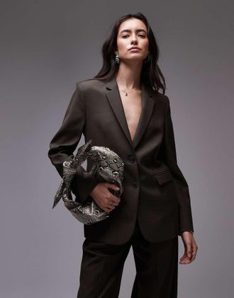 Mango Blazer sartoriale kaki slavato in coordinato-Verde