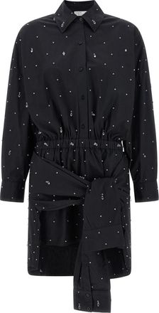 Giuseppe Di Morabito Black Shirt Collar Waist Tie Mini Dress