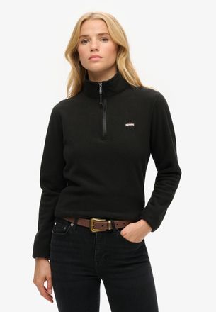 Superdry Fleecepullover SUPERDRY POLAR FLEECE HALF ZIP, Damen, Gr. L, schwarz, Fleece, Obermaterial: 100% Polyester, unifarben, slim fit normal, ohne Ausschnit