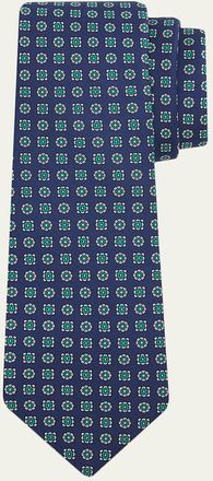 Kiton Mens Floral Geometric Silk 7-Fold Tie