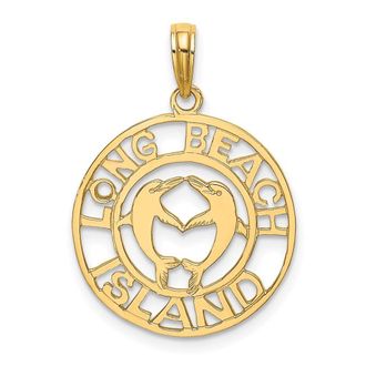 Diamond2Deal 14k Yellow Gold LONG BEACH ISL Dolphins Charm