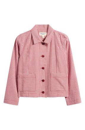 Seasalt Cornwall Carnon Downs Gingham Organic Cotton Chore Jacket in Gingham Scarlet at Nordstrom, Size 10 Us