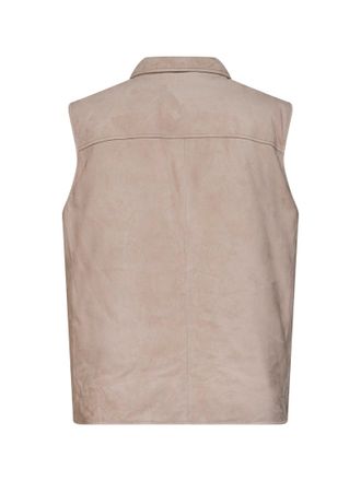 Brunello Cucinelli Mens Padded Vest Suede - Mud Calf Leather & Down Jackets