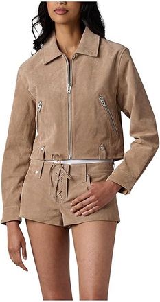 Blank NYC Latte Frappe Real Suede Jacket Womens Coat Beige : SM, Leather/Suede