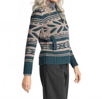 Pendleton Graphic Shetland Collection Zip Cardigan In Teal