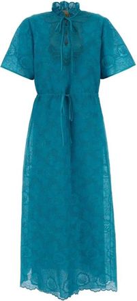 Valentino Garavani Turquoise Lace Dress - Dames - Casual kleedjes - Blauw - M - Kleedjes