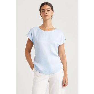 Nordstrom Dolman Sleeve Satin T-Shirt in Blue Skyway at Nordstrom Rack, Size X-Large