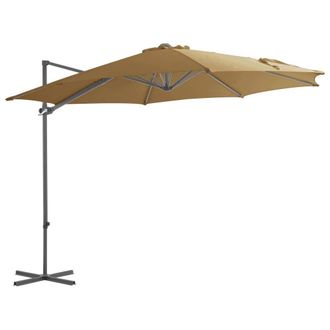 Berkfield Home Cantilever Umbrella with Steel Pole Taupe 300 cm in Beige