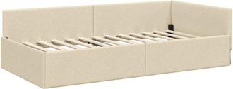 vidaXL Corner Bed Frame with Headboard Cream 90 cm x 200 cm Fabric vidaXL