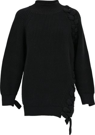 Victoria Beckham Oversized Chunky Knit Sweater in Black Cotton
