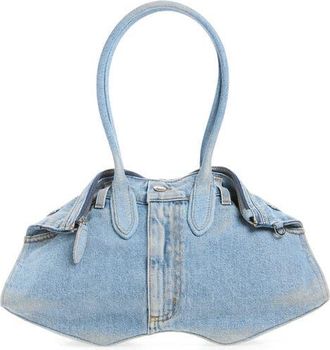 Alexander McQueen Manta Denim Shoulder Bag in Navy at Nordstrom