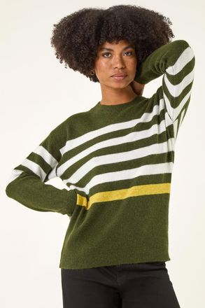 Roman Stripe Crew Neck Knit Jumper