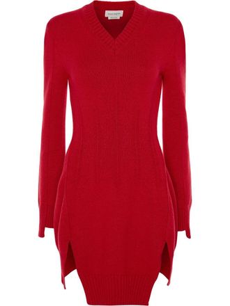 Alexander McQueen knitted tunic jumper - women - Cashmere - S - Red