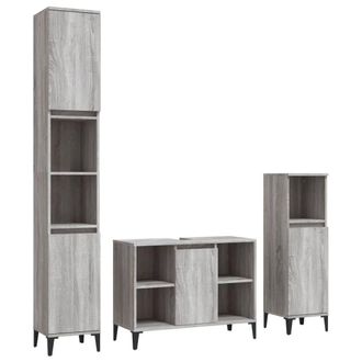 Berkfield Home 3 Piece Bathroom Furniture Set Grey Sonoma Engineered Wood