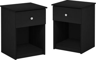 Furinno Lucca Nightstand with One Drawer, Set of 2, Black Oak