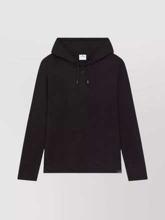 Courr&egrave;ges cotton off-shoulder hooded knitted top