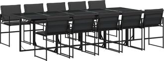 vidaXL Vidaxl - Set Da Pranzo Da Giardino 11 Pz Con Cuscini Nero In Textilene