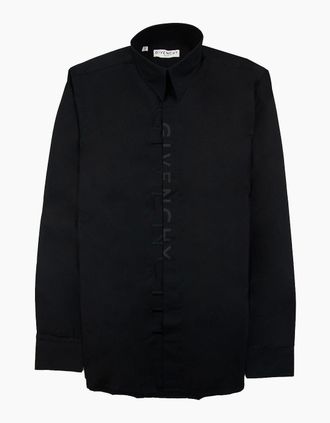Givenchy Mens Givenchy Embroidered Split Logo Shirt Black - Size: Regular/46