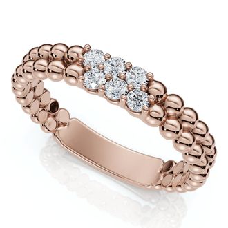 Pompeii3 Two Row Beaded Diamond Stackable Ring 14k Gold or Platinum Lab Grown