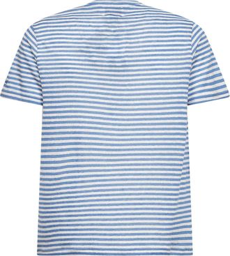 MC2 Saint Barth Mens T-Shirt Dover Light Blue-Cream Linen Blend T-Shirts And Polos
