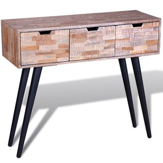 vidaXL Mesa Consola Con 3 Cajones De Madera De Teca Reciclada Vidaxl