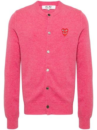 Comme Des Gar&ccedil;ons Pink Round Neck Logo Cardigan