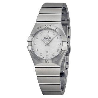Omega Pre-owned Omega Constellation Diamond White Mother of Pearl (Wave Pattern) Dial Ladies Watch 123.10.27.60.55.003
