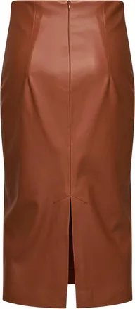 Blanca Vita Womens Pencil Skirt Goccia Brown Faux Leather Polyurethane