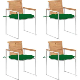 vidaXL Sillas De Jard&iacute;n 4 Unidades Con Cojines Madera Maciza Teca Vidaxl