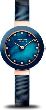 Bering Ros&eacute;goud Blauw Swarovski Horloge - Dames - Horloges - Blauw - ONE Size - Accessoires