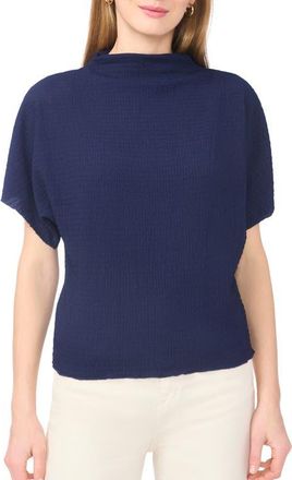 Vince Camuto Textured Mock Neck Top in Classic Navy at Nordstrom, Size X-Small P