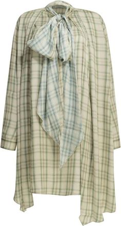 Acne Studios Plaid Tie-Neck Dress - Dames - Korte kleedjes - Groen - XS - Kleedjes