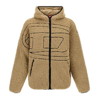 Diesel Jassen, Heren, Beige, M, Polyester, S-Zat Sweat-Shirt Jacket