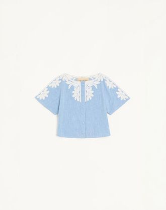 Valentino Camicia In Denim Blu Chiaro Ricamata Donna DENIM 38