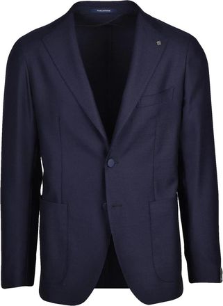 Tagliatore Blue Fitted Virgin Wool Jacket
