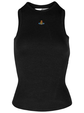 Vivienne Westwood Black Logo Round Neck Top