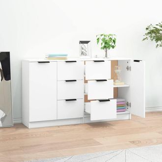 Berkfield Home Sideboards 2 pcs White 60x30x70 cm Engineered Wood | Size: 60 x 30 x 70 cm