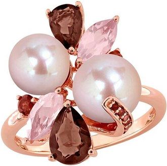 Rina Limor Rose Gold-Plated Silver 2.00 Ct. Tw. Gemstone & 7-8.5Mm Pearl Ring