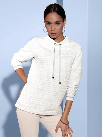 Cr&eacute;ation L Sweatshirt CREATION L, Damen, Gr. 36, ecru, 45% Viskose, 43% Polyester, 12% metallisierte Fasern, unifarben, Sweatshirts Sweatshirt