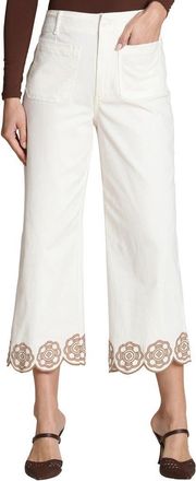 Bagatelle Wide Leg Crop Embroidered Pants in Bone/Tan at Nordstrom, Size 10