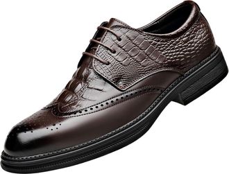 Generic Mens Full Grain Leather Brogue Shoes British Style Vintage Business Oxfords Formal Dress Shoes Classic Casual Leather Shoes for Men(6.5) Brown